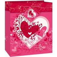 BOLSA REGALO DOBLE CORAZON 17,5X22,5CM