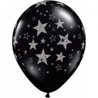 $D 25 GLOBOS 11" LATEX NEGRO ESTRELLAS