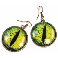 PENDIENTES OJO GATOS FONDO VERDE