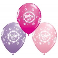 $D 25 GLOBOS 11" LATEX  BABY GIRLS