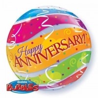 $D GLOBO 22" BURBUJA HAPPY ANNIVERSARY