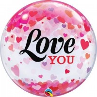 GLOBO 22" BURBUJA LOVE YOU CONFETTI