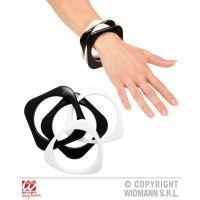 SET 4/U PULSERAS DISCO NEGRAS/BLANCAS