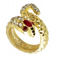  ANILLO SERPIEN C/STRASS Y OJOS ORO