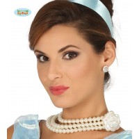   COLLAR DE PERLAS CON FLOR BLANCO