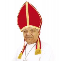 SOMBRERO TERCIOPELO ROJO MITRE PAPA