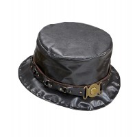 SOMBRERO PIEL NEGRO BROCHE