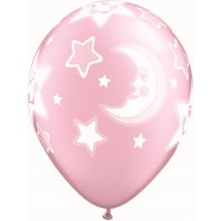 25 GLOBOS 11" LATEX  ROSA LUNA BABY