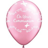 $D 6 GLOBOS 11" LATEX COMUNION ROSA