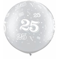 $D 2 GLOBOS JUMBO 30" PLATA 25 ANIVE