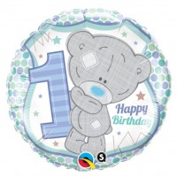 $D GLOBO 18" FOIL 1ST TEDDY BDAY BOY
