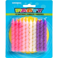 PAQ.10/U VELA ESPIRAL TONO ROSA/LILA