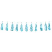   GUIRNALDA PAPEL POMPON CELESTE 3M