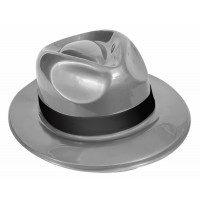 SOMBRERO PLASTICO GANSTER PLATEADO