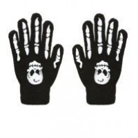 $D GUANTES ADULTO NEGRO HUESOS CALAVERA