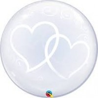 $DGLOBO 24" BURBUJA DOS CORAZONES BLANCO