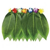 FALDA ADULTO HAWAIANA HOJA PALMA 40CM