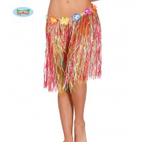 FALDA HAWAIANA FLORES MULTICOLOR 55CM