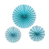 3 COLGANTES ABANICO TONO CELESTE/BLANCO
