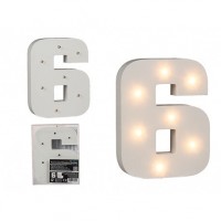 $ NUMERO 6 MADERA ILUMINADA 7LED 16CM