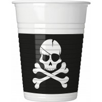   8 VASOS CALAVERA PIRATA 200ML