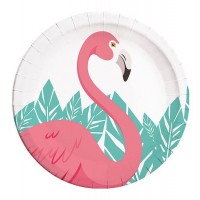   8 PLATOS CARTON FLAMINGO 20CM