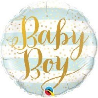 GLOBO 9" PALO FOIL BABY BOY OROCELESTE