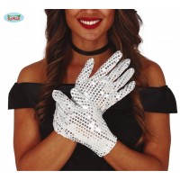   GUANTES LENTEJUELAS BLANCOS 22CM