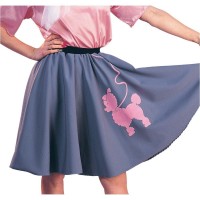  FALDA GRIS CON CANICHE ROSA AÑOS 50