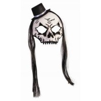 CARETA ESQUELETO C/SOMBRERO Y CABELLO