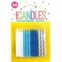 PAQ.24/U VELA H.BDAY PLATA/AZUL/BLANCO