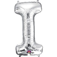 $ GLOBO 16" PALO FOIL LETRA I PLATA