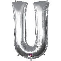 $ GLOBO 16" PALO FOIL LETRA U PLATA