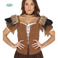  CHALECO T-UNICA DE CUERO MARRON