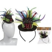 DIADEMA MINI GORRO PLUMA 30 CUMPLEAÑOS