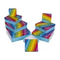 CAJA REGALO AZUL ARCO IRIS 17,5X17,5X6CM