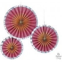   3 COLGANTES ABANICOS ROSA ORO
