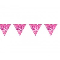   BANDERIN FELIZ 20 AÑOS ROSA