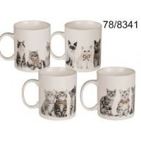 TAZA NEW BONE GATO LAZO DORADO 10X8CM