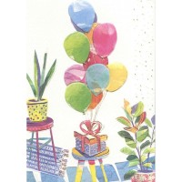 TARJETA REGALOS CON GLOBOS  