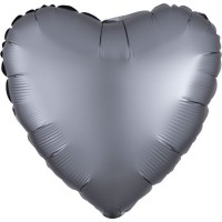   GLOBO 18" FOIL CORAZON SATIN GRIS
