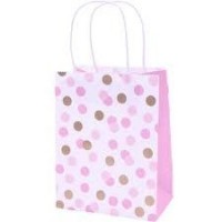  4 BOLSAS ASA BLANCA TOPOS ROSA-ORO
