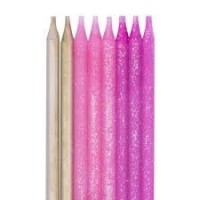   16 VELAS   SOPORTES ROSA-ORO 7,5CM