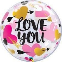 GLOBO 22" BURBUJA LOVE YOU CORAZON-FLECH
