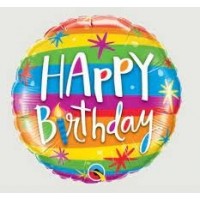 GLOBO 9" PALO FOIL BIRTHDAY RAYA COLOR