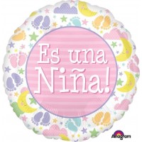 $D GLOBO 18" FOIL ES  NIÑA ICONOS PASTEL