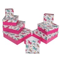 CAJA REGALO ROSA UNICORNIO 16X16X6CM APR