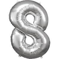   GLOBO 34" FOIL FORMA N8 PLATA