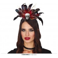 DIADEMA PLUMAS CON CALAVERA VODOO