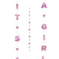 TIRA DECORACION GLOBO IT´S A GIRL 182CM